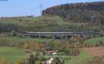 Posen 2455 und 86 333 (Schluss) mit dem Planzug +Sonderzug (Zollhaus Blumberg-Weizen) auf dem Biesenbachviadukt 19.10.13