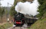 86 333 mit dem DPE 20864 (Löffingen–Seebrugg) am Windgfällweiher 2.5.15