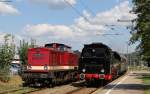 86 333 mit dem DPE ***** (Seebrugg-Titisee) begegnet 112 703-4 in Titisee 31.8.15