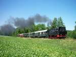 Dampflok Emil Mayrischn Nr.3 zieht den Zug der Landeseisenbahn Lippe, am 27.