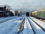 Am 10.02.2017 startete in Wernigerode das  Unternehmen Bergkönigin und Brockenloks  gleich mit einem schönem Motiv,alt und ein enig neu standen sich für Sekunden gegenüber.