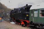 95 027 am 07.04.2011 vor dem Sonderzug der  Sonderzugveranstaltungen Chemnitz  im Bahnhof Rbeland/Harz.