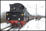 Ankunft der Bergkönigin 95027 mit ihrem Sonderzug am 29.01.2017 im Spitzkehren Bahnhof Michaelstein.