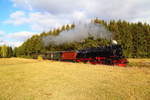 Scheinanfahrt von 99 234 mit IG HSB-Sonder-PmG, auf der Strecke Richtung Eisfelder Talmühle, am 21.