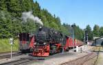 99 7241 wartet am 01.07.15 auf die Abfahrt in Schierke hinauf zum Brocken.