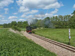 Am 22.05.2022 war 99 1584 mit ihrem Zug auf dem Weg nach Kemmlitz.