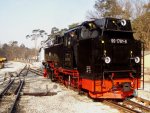 Lok 99 1781-6 von der RBB rangiert am 24.3.12 auf den noch nicht ganz fertig gestellten neuen Gleisanlagen im Bahnhof Ghren.