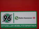 Hannover 96 - offizieller Mobilittspartner der S-Bahn Hannover.

Fotografiert am 19.08.2013.
