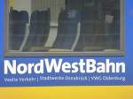 Aufschrift fr die NordWestBahn in Dsseldorf Hbf am 20.08.2013.