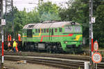 26.Juli 2005, Nürnberg Hauptbahnhof, V 200.009, eine ehemalige DR 120, beim Gleisbaueinsatz.  Bei der Lok soll es sich um die ehemalige V200 509-4 der Wismut handeln.
