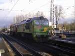 EX BR 220 (DR V200) der WAB + BR 220 507-8 (rot, dahinter) warten auf Weiterfahrt im Bahnhof Eschwege West. Dez. '06