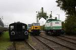 Eine Köf II BR 311, eine BR Klv 53 (Schwerer Rottenkraftwagen) und V 100 003 des Förderverein Berlin-Anhaltische Eisenbahn e.V.