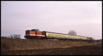 Am 18.02.1993 war 201106 mit dem Personenzug 6512 aus Sandersleben in Richtung Aschersleben unterwegs. 