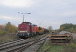 HTS 202 720-9 + Kley´s Bau Lok 14 mit einem Bauzug, am 04.11.2016 in Erfurt Nord.