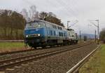 Am 22.02.2016 kam die EGP 225 002-5 mit 202 535-1 von RailCare and Management als Lokzug in Fahrtrichtung Süden durch Wehretal-Reichensachsen.