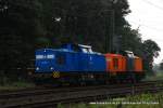 204 022-2 (Press) und 202 271-3 (Bocholter Eisenbahngesellschaft) fahren am 17. August 2009 um 10:17 Uhr zusammen durch Duisburg Neudorf