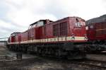 Auch ein V100-Pärchen(202 425-5 und 202 327-3)war zum Tag der offenen Tür im Eisenbahnmuseum Leipzig zu sehen, 19.03.2011.