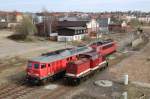 232 416-8, 155 078-9 (beide der LEG)und 202 057-6 (EBS) zu sehen am 07.04.15 in Gera.