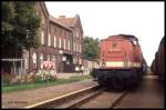 Am 29.8.1993 war der Bahnhof Dömitz noch intakt und Vorzeigens wert.