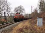 203 383 und 203 405 SWT zu sehen am 18.12.21 mit einem Stahlzug Cheb/Cz- Könitz in Pößneck.