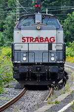 Die STRABAG-Diesellokomotive 203 841-2 wurde Ende Juni 2024 in Wanne-Eickel im Baudienst  eingesetzt.