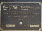 Made in DDR, das Fabrikschild der V100-SP-005  Truus  von Spitzke