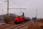 Lange angekndigt erreicht 203 118-5 mit einem Schotterzug den Bahnhof Rheydt.