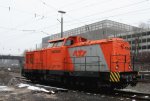 203 501-2 der RTS steht in Aachen-West auf dem abstellgleis bei leichten Schneefall am Rosenmontag 11.2.2013.