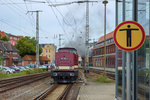 Lok 112 703 am Schluss des Sonderzuges von Stralsund nach Barth.
