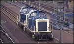 211077 und 211012 mussten am 13.8.1993 auf Gleis 4 im Bahnhof Hasbergen auf eine Überholung warten.