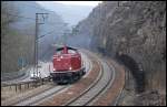 Eine V100 der BOB (ex DB 212 089) als Lz in Richtung Ulm. Augenommen am 08.03.08 bei Amstetten.