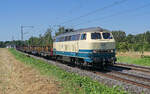 Lokomotive 215 082-9 am 29.07.2024 mit einem Langschienenzug in Kaarst.