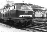 Luxemburg, Bahnhof, DB Diesellok DB 216 176-8 (V160) mit Personenzug.