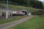 Hier noch ein Nachschuss auf den Tfz 69572 Nrnberg Hbf - Osnabrck, mit 217 001 und 120 159-9 kurz vor dem Eggetunnel in Willebadessen, 18.09.2010.