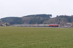 218 433 und 403 mit EC 195 Zürich-München am 22.3.18 bei Tannheim(Württ).