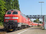 218 497 mit ihrem RE aus Buchlohe in Lindau Hbf.