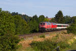 218 465-3 mit EC 196 hinter der Bodolzer Kurve gen Lindau. 17.8.18 