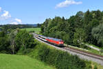 218 430 + 218 428 mit EC 191 (Basel SBB - München Hbf) am 18.07.2020 bei Martinszell