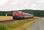 218 409 beförderte am 05.07.22 einen Ersatz-RE von Goslar nach Magdeburg.