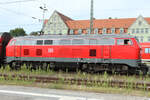 DB 218 424-0 als RE 2 im Bahnhof von Hof am 25.07.2024.