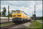 DB Netzinstandhaltung 218 477-8 schiebt einen Messzug am 23.09.2024 durch Retzbach-Zellingen in Richtung Würzburg.