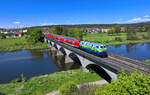 218 443 mit einem RE2 am 27.04.2024 bei Regenstauf.