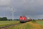 218 379-6 und eine weitere Lok gleicher Baureihe mit einem SyltShuttle kurz vor Niebüll (03.07.2024) 