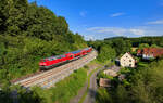 218 403 mit einem RE2 am 15.07.2024 bei Trautenberg.