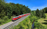 218 415 mit einem RE2 am 15.07.2024 bei Trautenberg.