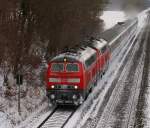 218 428 und 437 mit EC 193 bei Schwabhausen (12.02.2009)