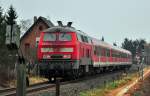 218 360-6 Schiebelok, RB23 von Bonn nach Euskirchen, kurz vor der Einfahrt in den Bf-Odendorf - 14.02.2011