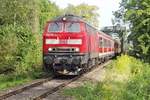 218 409-1 mit IRE 4210 von Lindau nach Ulm berquert am 11.09.2011 zwischen Krebronn und Langenargen die Argen.