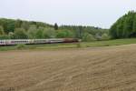 IC 118 nach Mnster, gezogen von zwei Loks der Baureihe 218, aufgenommen kurz nach Meckenbeuren, nchster Halt des Zuges wird in Krze Ravensburg