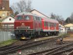 218 348 mit Steuerwagen abgestellt als Museumsgarnitur im Bahnhof Pfarrkirchen (29.12.13).